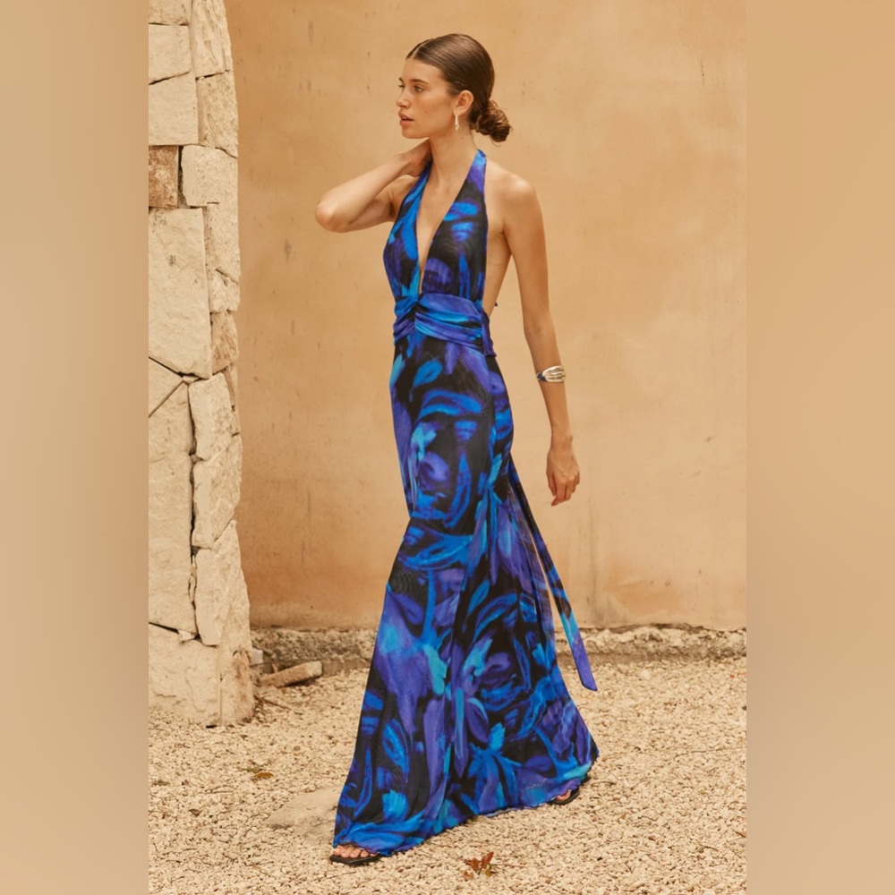 RESA Blue and Black Maxi Dress